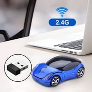 GJX 1Pcs Wireless Computer Mouse,2.4Ghz 1200Dpi Car-Shape Wireless Optical Mouse,Ergonomic,Usb Scroll Mice,Aa Battery Not Included,For Pc Tablet Laptop Computer 3.94X2.17 In