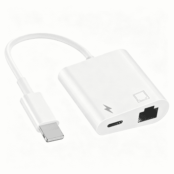 GJX 2 in 1 Lightning to Rj45 Ethernet Lan Network Adapter with Charge Port Compatible with Iphone/Ipad/Ipod Models,Plug and Play Ethernet Network Supports 100Mbps