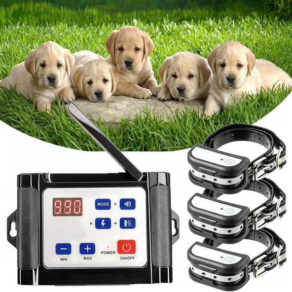 GJX 2 in 1 Wireless Electric Dog Fence,Pet Boundary Containment System,Rechargeable Waterproof Receiver,Safe Effective,Adjustable Range,Vibrate/Shock Dog Fence for Stubborn Dogs,for 3 Dogs