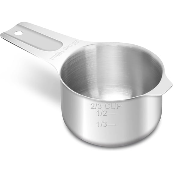 GJX 2/3 Cup (160 Ml | 5.3 Oz | 160 Cc) Stainless Steel Measuring Cup, Metal Measuring Cup for Cooking & Baking Rice Measuring Cup for Rice Cooker