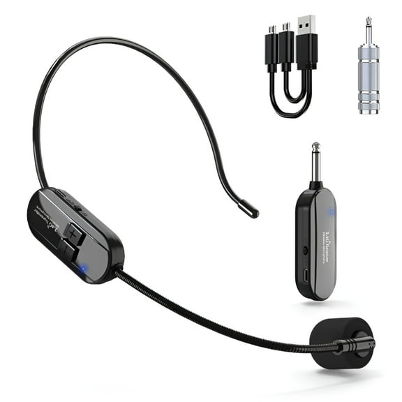 GJX 2.4G Wireless Microphone Headset 160Ft Range Headset Mic for Voice Amplifier Speaker Karaoke Computer Teaching Meeting Yoga Sing