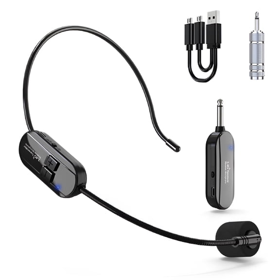 GJX 2.4G Wireless Microphone Headset 160Ft Range Mic for Teach Outdoor Speech
