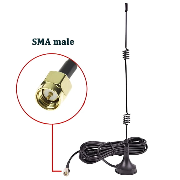 GJX 2.4GHz 7dBi Magnetic Base Antenna, SMA Male Connector, 3M Cable, Wireless Video Security Camera, Truck Backup Camera, Surveillance Recorder Signal Booster, Black