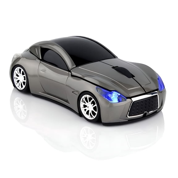 GJX 2.4GHz Wireless Car Shape Mouse, Ergonomic Optical Cordless Mice with USB Receiver for PC, Laptop, and Mac OS (Gray)