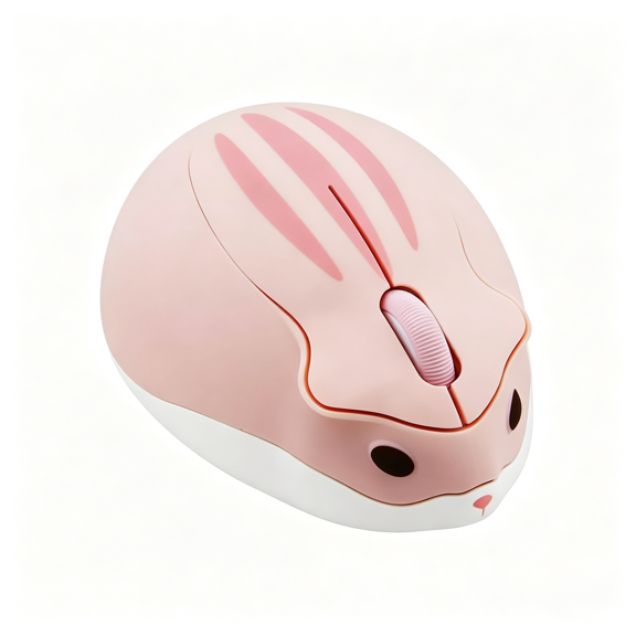 GJX 2.4Ghz Wireless Mouse Cute Hamster Shape, Less Noise Portable Optical 1200Dpi Usb Mouse for Pc Laptop Computer (Pink)