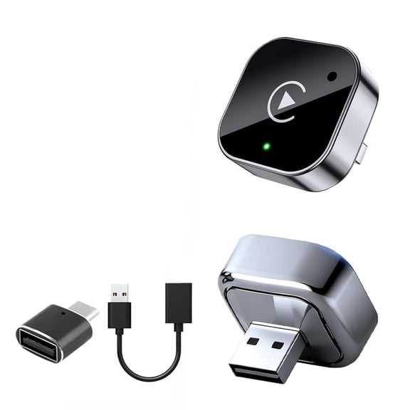 GJX 2-In-1 Wireless Carplay & Android Auto Adapter, Ultra Mini Dongle Converts Wired to Wireless, Wifi 6 & Bluetooth 5.4, Plug & Play Stick for Cars with Factory Wired System, Low Latency