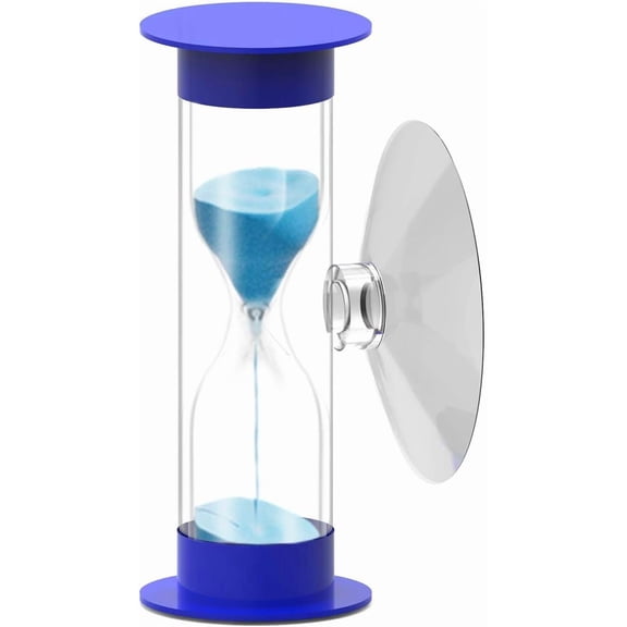 GJX 2 Minute Hourglass Sand Timer with Suction Cup,Unbreakable Sucker Sand Clock Timer 2 min,Plastic Mini Sand Watch,Rotatable toothbrush timer for Kids Toothbrush(Blue)