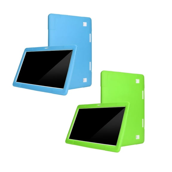 GJX 2 Pack 10 Inch 10.1 Inch Tablet Case Universal Silicone PC Cover Case Full Body Shockproof Silicone Tablet Cover (Green + Blue)