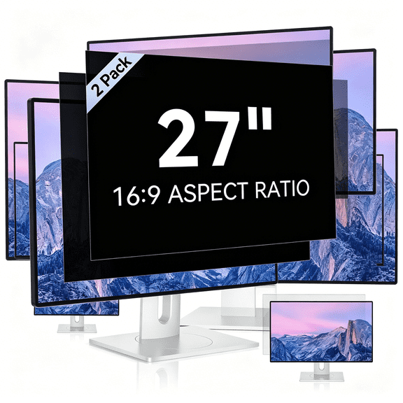 GJX [2 Pack] 27 Inch Computer Privacy Screen for 16:9 Aspect Ratio Widescreen Monitor, Eye Protection Anti Glare Blue Light Computer Monitor Privacy Filter, Removable Anti-Scratch