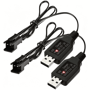 GJX 2 Pack 3.7V Lithium Battery Charger Cable,3.7 Volt Usb Charger Cable with Sm-2P Plug for Rc Car Battery,Mini Rc Cars,Boats,Trucks,Toys 3.7V Battery Charger