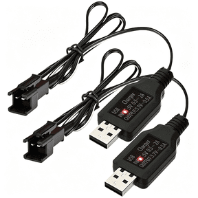 GJX 2 Pack 3.7V Lithium Battery Charger Cable with SM-2P Plug, USB RC Car Battery Charger for Mini RC Cars Boats Trucks Toys, 3.7 Volt LiPo Li-ion Cord