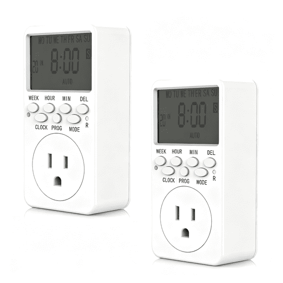 GJX 2 Pack 7-Day Programmable Digital Countdown Plug Timer for 110V Ac,Energy-Saving Indoor Timer Outlet Outlet Timer Indoor