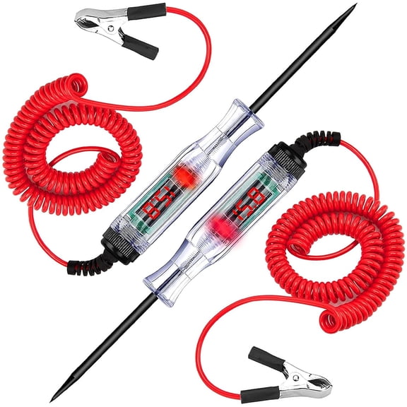 GJX 2-Pack Automotive Test Light, LED Digital Circuit Tester, DC 3V-48V Auto Electric Tester Pen with Extended Spring Wire for Vehicle Car Truck Motorcycle Boat Fuses Battery Voltage