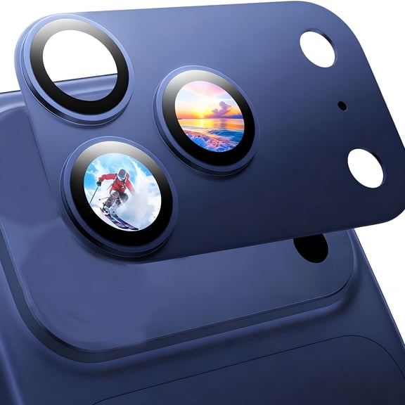 GJX 2 Pack Camera Lens Protector for iPhone 17 Pro,Full Coverage,Metal Aluminum Alloy Camera Lens Film,HD Clear,Scratch Resistant,Case-Friendly,Blue