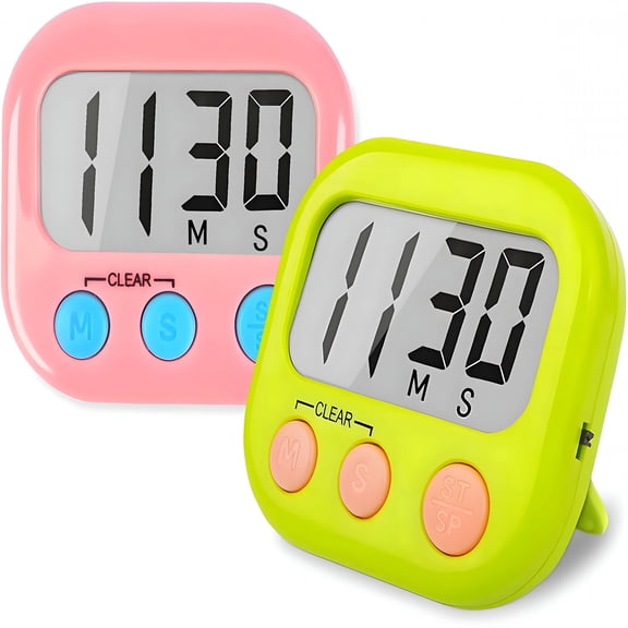 GJX 2 Pack Digital Kitchen Timer,Learning Management,Kitchen Timer Digital Suitable for Kitchen,Study,Work,Exercise Training,Outdoor Activities (Not Including Battery).