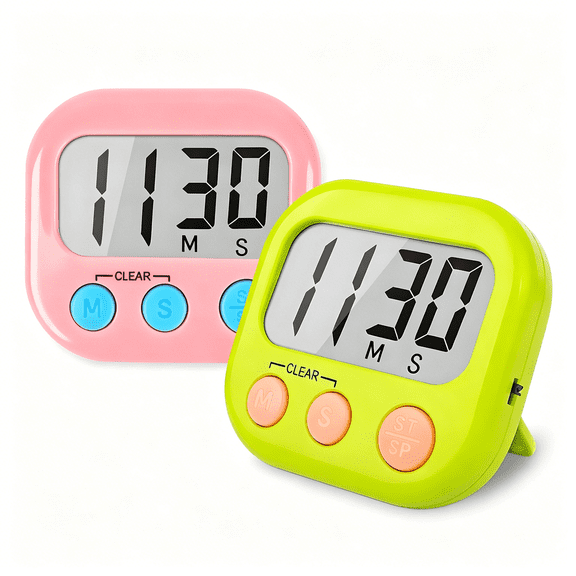 GJX 2 Pack Digital Kitchen Timer, Learning Management, Suitable for Kitchen, Study, Work, Exercise Training, Outdoor Activities(Not Including Battery).
