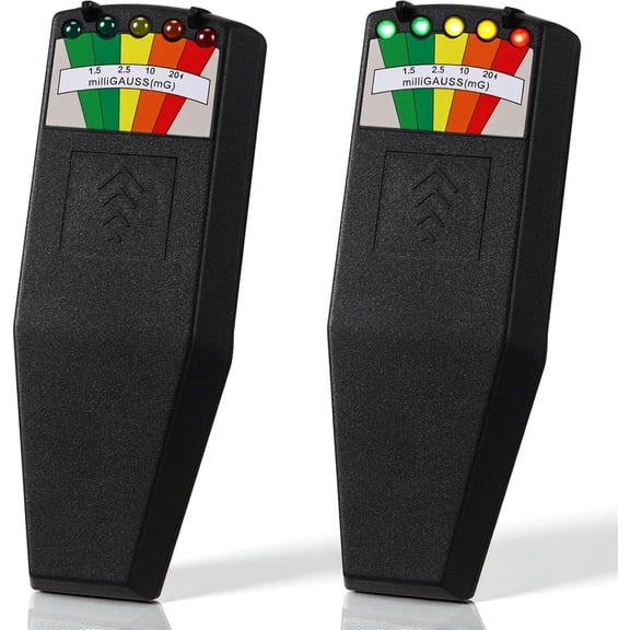 GJX 2 Pack Emf Meter Detector for Ghost Hunting Equipment Tester,5 Led Magnetic Field Detector for Home,Office &Outdoor Inspections,9V Batteries Required (Not Included)