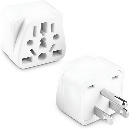 GJX 2026 New 2 Pack European to Us Plug Adapter,Uk to Us Plug Adapter,Universal to Us Travel Plug Adapter for Travel,Home,Office,Hotel,Business Trip,Vacation