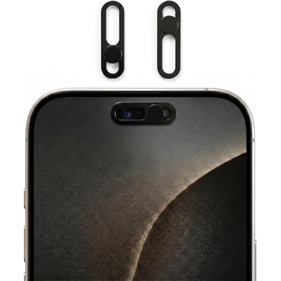 GJX 2 Pack Front Camera Privacy Cover Slider for 17/16/15/14 Pro Max/Pro,Face Id Compatible Webcam Blocker,Adhesive Anti-Spy Phone Lens Protector with Transparent Base,Black