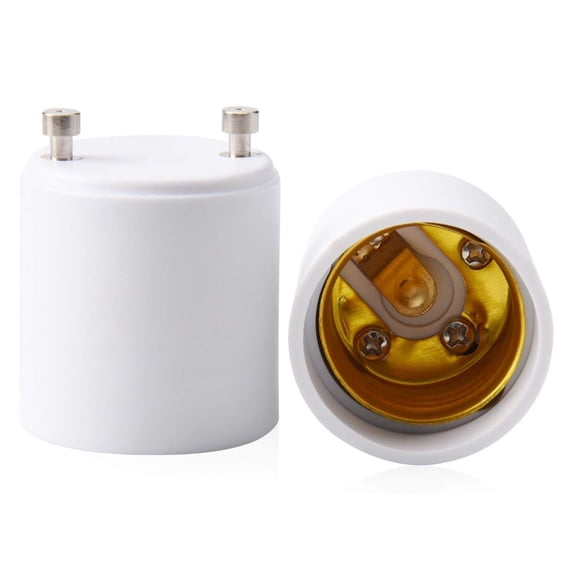 GJX 2 Pack GU24 to E26 Adapter, Heat Resistant up to 392, Converts Bi-Pin Fixture to Standard E27 Screw-in Socket