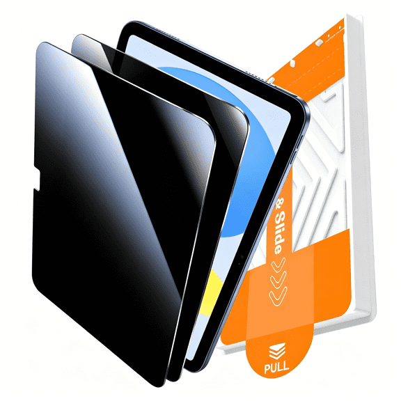 GJX 2 Pack for Ipad A16 2025 11Th (11) / 10Th Gen 2022 (10.9) Privacy Screen Protector, Military-Grade Shatterproof, 9H+ Tempered Glass with Installation Box, Bubble Free