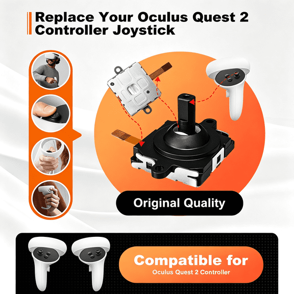 GJX 2 Pack Joystick Replacement for Quest 2 Controller-High Sensitivity Thumb Stick Analog Stick Repair Kit,Fix Drift and Dead Zone,Controller Replacement Parts for Quest 2