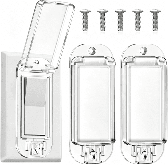 GJX 2 Pack Light Switch Guard Cover,Baby Proof Wall Switch Cover Guard with Wall Plate Screws for Rocker Light Switches,Wall Switch Protector Prevents Accidental On/Off and Protects Circuits & Kids