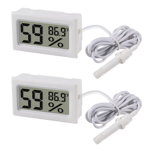 GJX 2-Pack Mini Digital Hygrometer Thermometer Gauge with Probe Lcd Display Temperature Fahrenheit Humidity Meter for Incubator,Reptile Plant Terrarium,Humidor,Guitar Case,Greenhouse