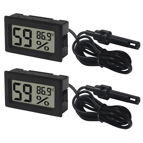 GJX 2 Pack Mini Digital Thermometer Hygrometer with Probe Indoor Temperature Humidity Meter Gauge Lcd Fahrenheit Display for Incubator,Humidor,Greenhouse