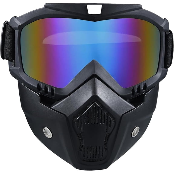 GJX 2 Pack Motorcycle Mask,Tactical Full Face Mask Ski Mask Goggles Detachable,Airsoft Mask Full Face, Paintball Mask