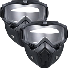 GJX 2 Pack Motorcycle Mask,Tactical Full Face Mask Ski Mask Goggles Detachable,Airsoft Mask Full Face, Paintball Mask