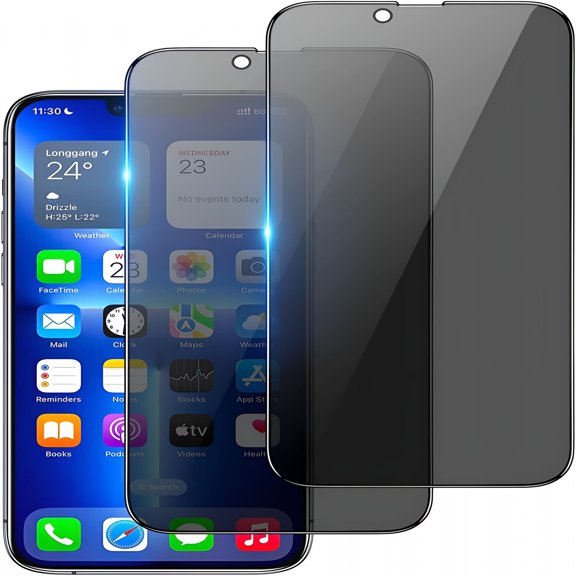 GJX [2 Pack] Privacy Screen Protector for iPhone 13 Pro Max, 9H Tempered Glass Anti-Spy Film, 30 Visual Angle, Scratch Resistant, Bubble Free, Case Friendly, Fingerprint Resistant