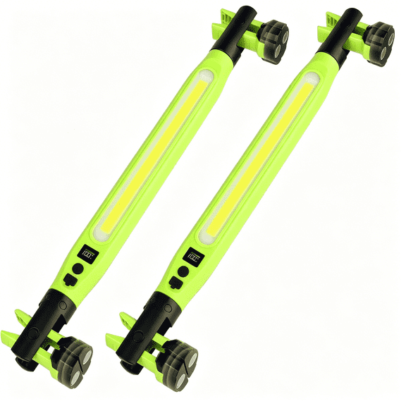 GJX 2 Pack Rechargeable LED Work Light, 3000LM Portable Mechanic Light with Magnetic Base, Hanging Hooks & Clamps, 4 Modes Under Hood Work Light for Car Repair, Garage