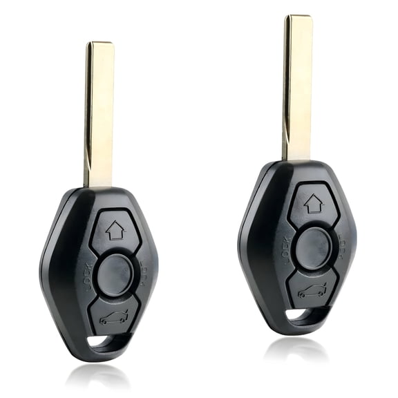 GJX 2 Pack Replacement Key Fob with Blank Key for BMW 3 5 6 Series X3 X5 X6 Z4 Z8 3 Button Remote Transmitter with Trunk Release Replaces LX8FZV