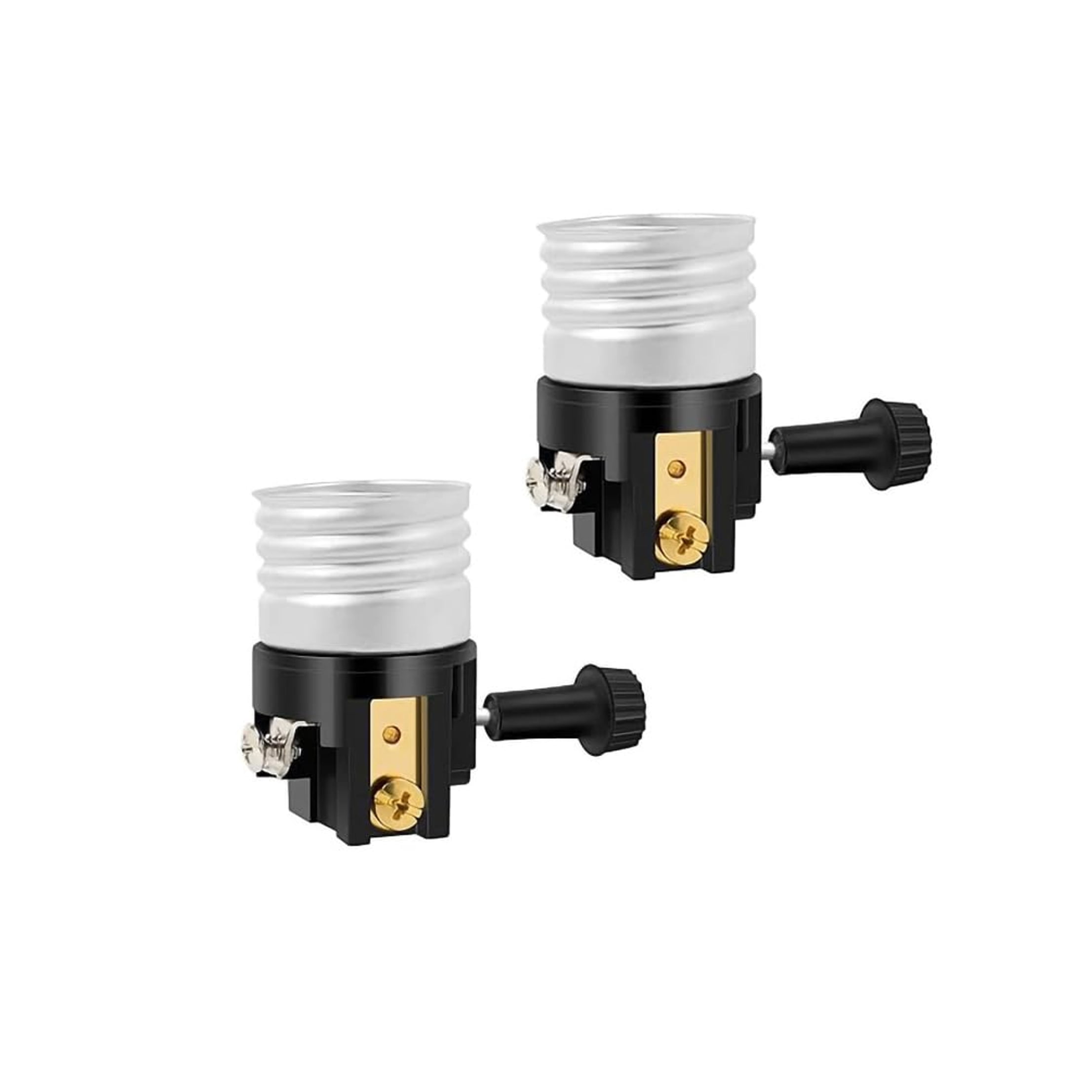 GJX 2 Pack UL Listed E26 Light Socket Lamp Parts,Lamp Socket Replacement with ON/Off Switch Knob - Lamp Parts Repair for Table & Floor Lamps