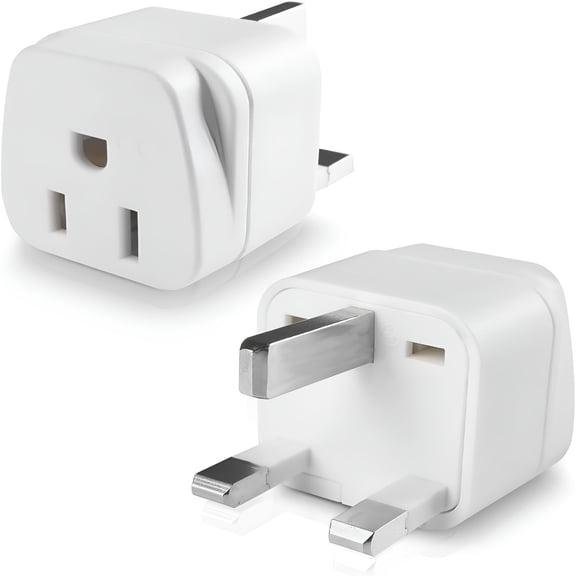 GJX 2 Pack US to UK Plug Adapter, Type G Travel Power Adapter for UK, Ireland, Dubai, Hong Kong, American to British Plug