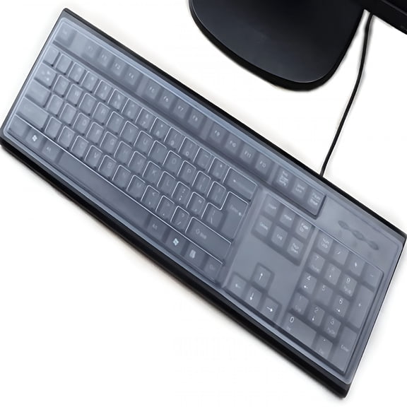 GJX (2 Pack) Universal Clear Anti-Dust Keyboard Skin Protector Cover for 104/107 Keys Standard Desktop Keyboard Reusable Waterproof Keyboard Cover