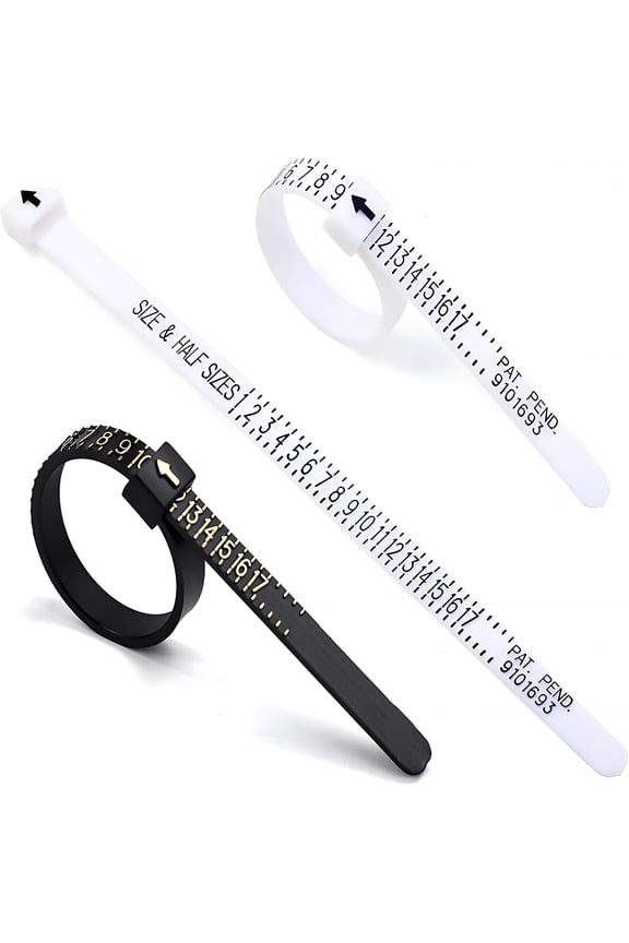 2 Pack Us Ring Sizer Measuring Gauge,1-17 Usa Rings Size,Plastic Finger Sizing Measure Tool,Reusable Finger Size Gauge Measure Tool,Black&White