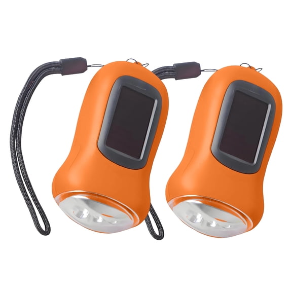 GJX 2 Pack Windfire Flashlight, Solar Hand Crank Tactical LED Light, Rechargeable Camping Lamp
