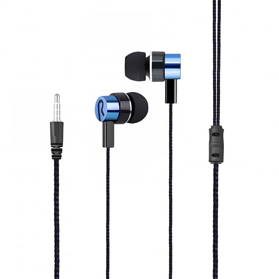 GJX 2 Pack Wired Earbuds 3.5MM 3 Pole Stereo Earphone in-Ear Headphone With MIC 1Meter(39.3in) Braided Cord Headset for MP3 Cassette Recorder CD Player Music Phone Computer Laptop PC Tablet