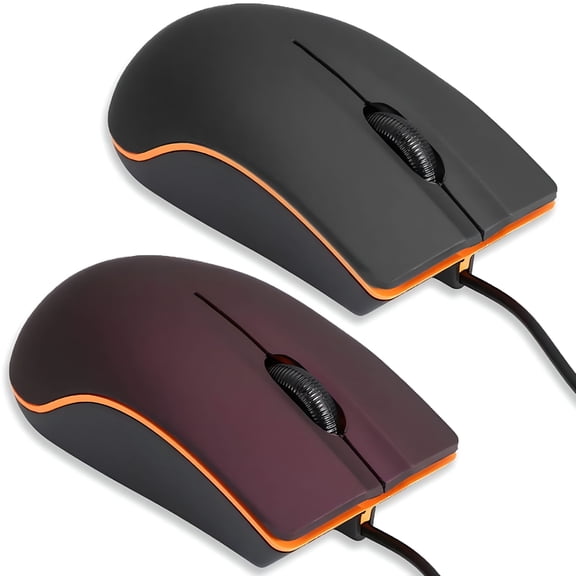 GJX 2 Pack Wired USB Optical Mouse, 1200 DPI Ergonomic Computer Mouse with Anti-Sweat Matte Finish, Plug and Play for PC, Laptop, Desktop, Windows and Mac