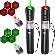 GJX [2 Packs Green+Red] Rechargeable Laser Pointer High Power Green Red Beam Laser Light Long Distance Range for TV/LED/LCD Screens Tactical Flashlights Presentation Office/Outdoors/Astronomic