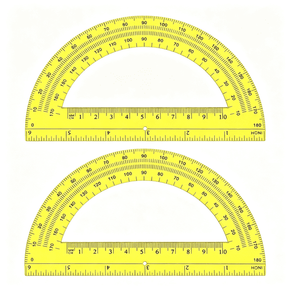 GJX 2 Pcs 6" Plastic Protractor Math Protractors 180 Degrees Angle Measurement,Translucent for Geometry Classroom Kid Student School Office Supplies(Yellow)