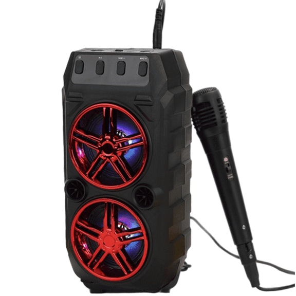 GJX 2 Pcs Audio Microphone Set,High-Definition Sound Quality Bluetooth Speaker,Wireless Design Fast Charging Lavalier Microphone,Red2