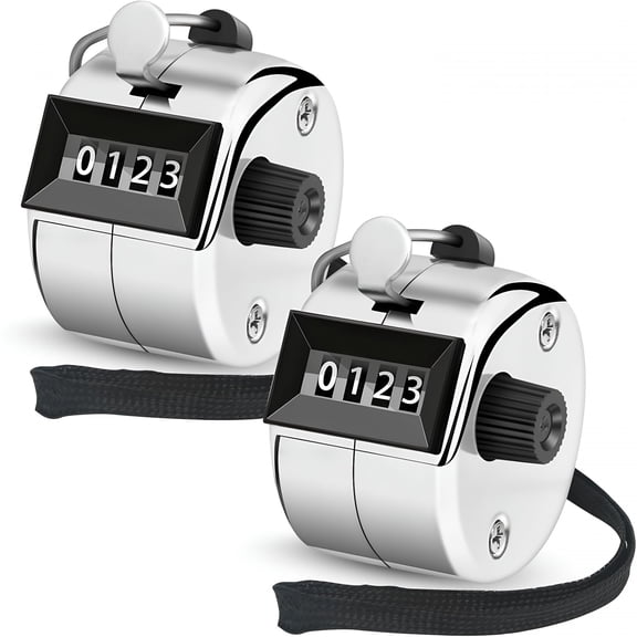 GJX 2 Pcs Clicker Counter,Hand Tally Counter with Large Display-Mechanical Pitch Counter Clicker for Baseball,Inventory,People Counting,Events,Gym Reps(Silver)