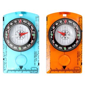 GJX 2 Pcs Compass Hiking Survival Tool, Fire Starting Magnifier Lens, Accurate Direction Navigation