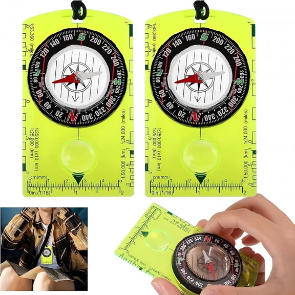 GJX 2 Pcs Compass Orientation Compass Navigation Compass Advanced Scout Magnetic Compass Camping and Navigation Hiking Compass with Adjustable Declination for Map Reading and Orientee