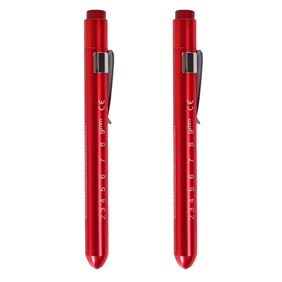 GJX 2 Pcs Medical Penlight with Pupil Chart, Tail Button Nurse Pocket Flashlight