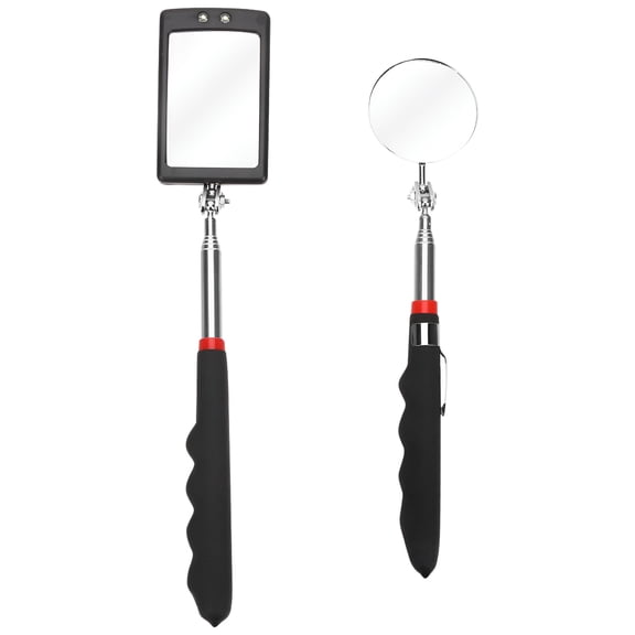 GJX 2 Pcs Mirrors Mechanic Tools Magnet Spring Grip Grabber Telescoping Lighted Inspection Mirror Vehicle Inspection Mirror Inspection Mirror LED Stainless Steel Plastic