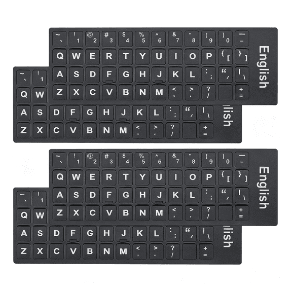 GJX 2 Pcs/Pack Universal English Matte Keyboard Alphabet Stickers,Black Background and White Large Lettering Replacement Stickers for Pc Computer Laptop Desktop Keyboard Stickers-English